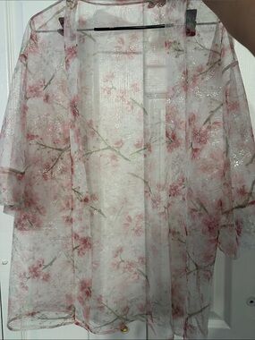 Floral Sheer Kimono Robe - Pink